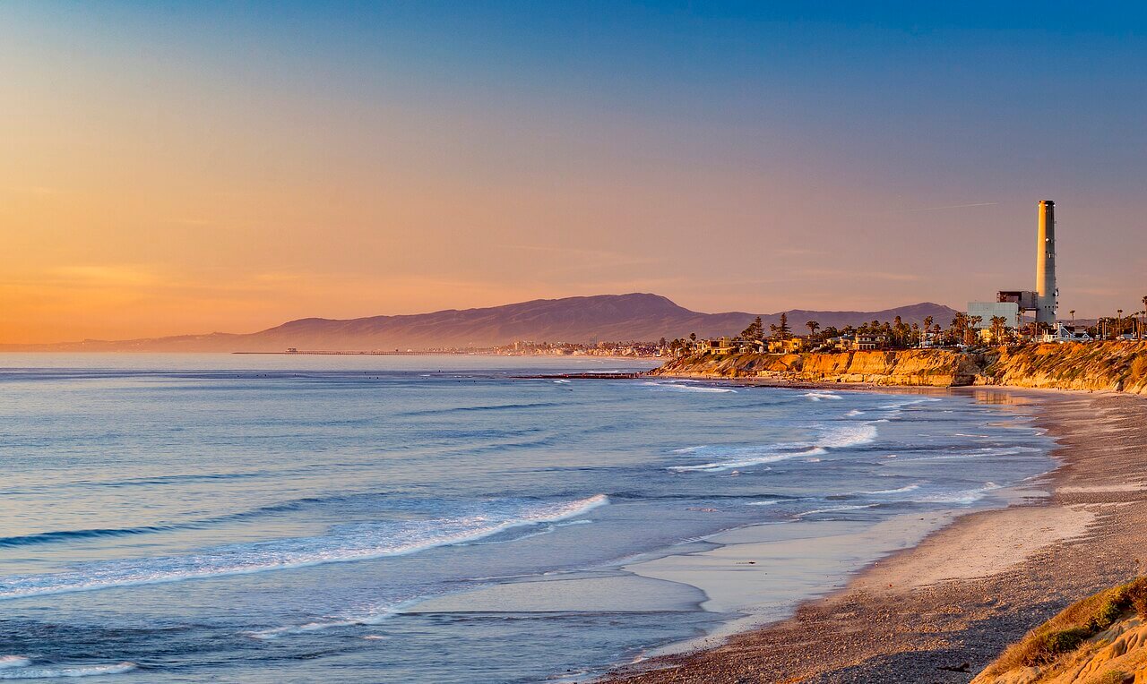 Aeriel view of beach in Carlsbad CA houses for sale